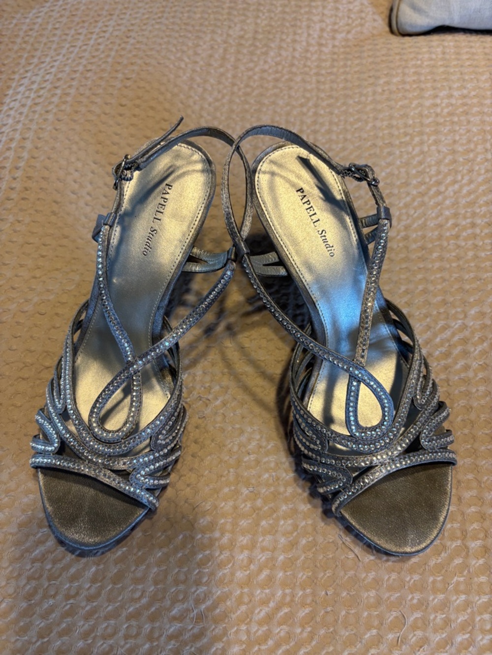 Adrianna Papell Silver Rhinestone Strappy Dress Sandals